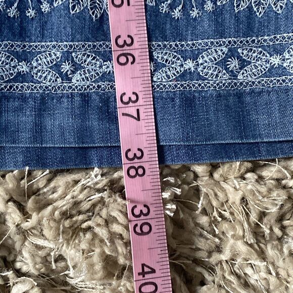 J. Jill Denim Embroidered Dress V-Neck 100% Cotton Blue Jeans Peasant Dress Sz S - Picture 14 of 14